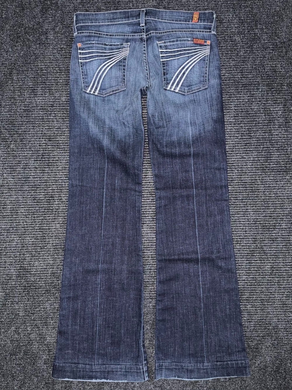 7 For All Mankind Women's Flare Jeans in Dark Blue Denim - Picture 3 of 10